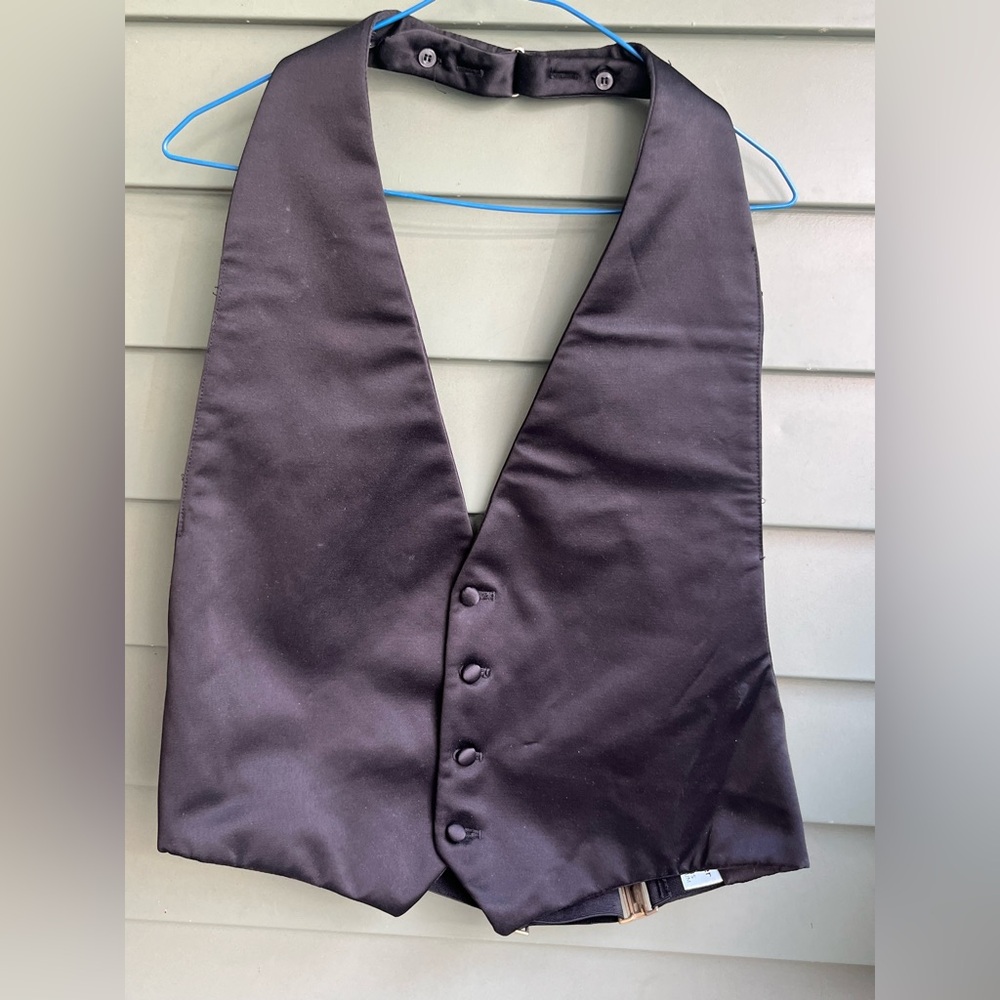 After Six Black Satin Vest